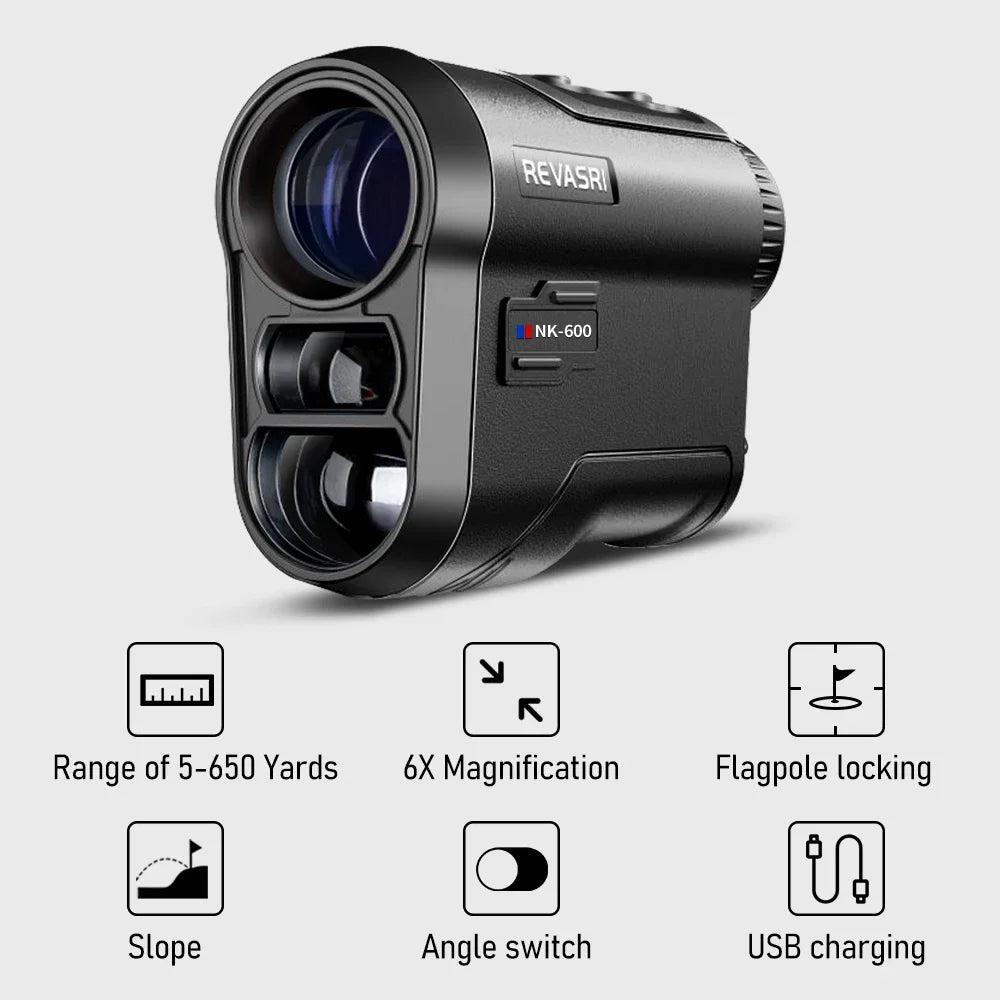 REVASRI Golf Laser Rangefinder 600M with Slope Compensation Flag Lock USB-C Rechargeable