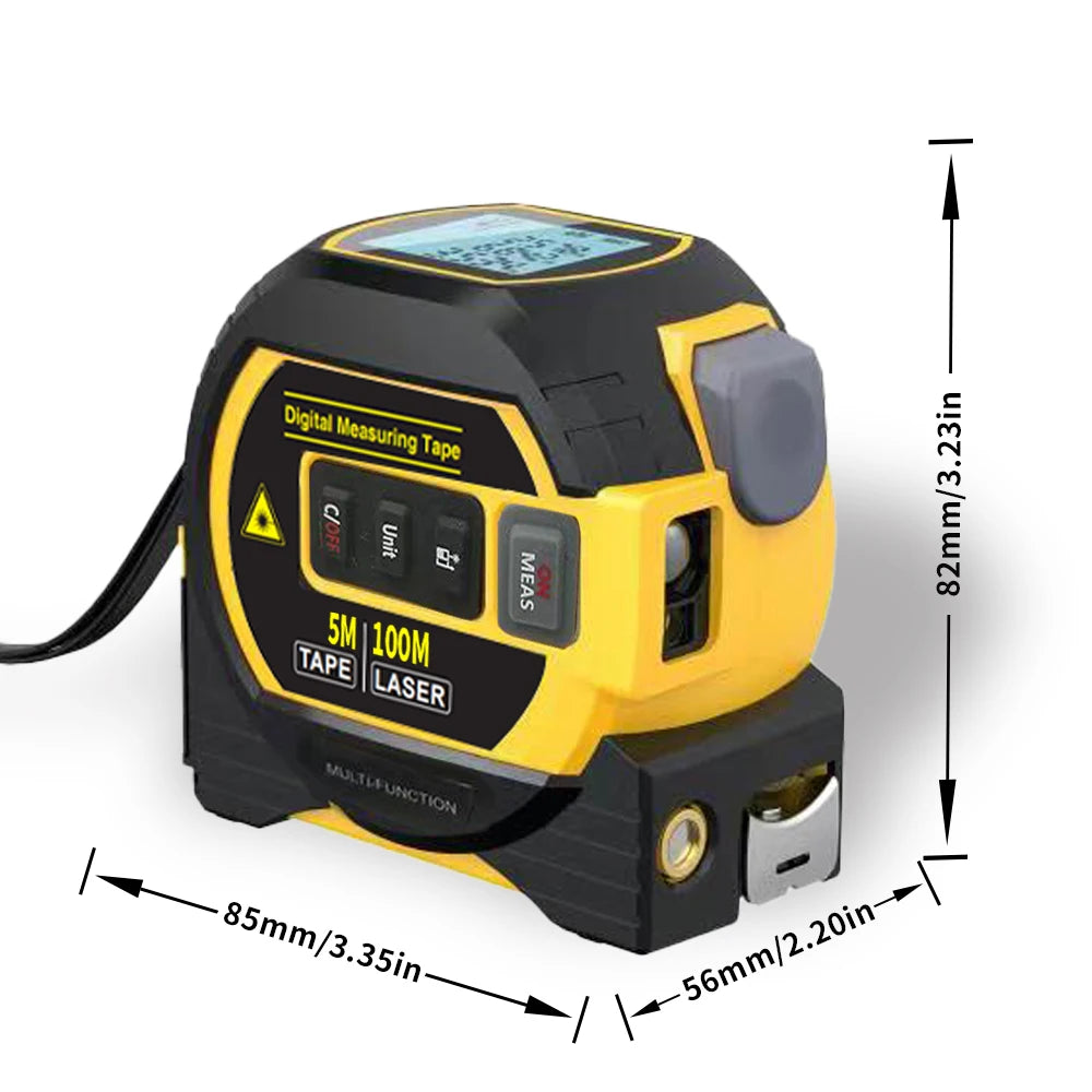 Laser Tape Measure 3 In 1 Digital Tape Measure High Precision Laser Rangefinder Steel Tape Measure