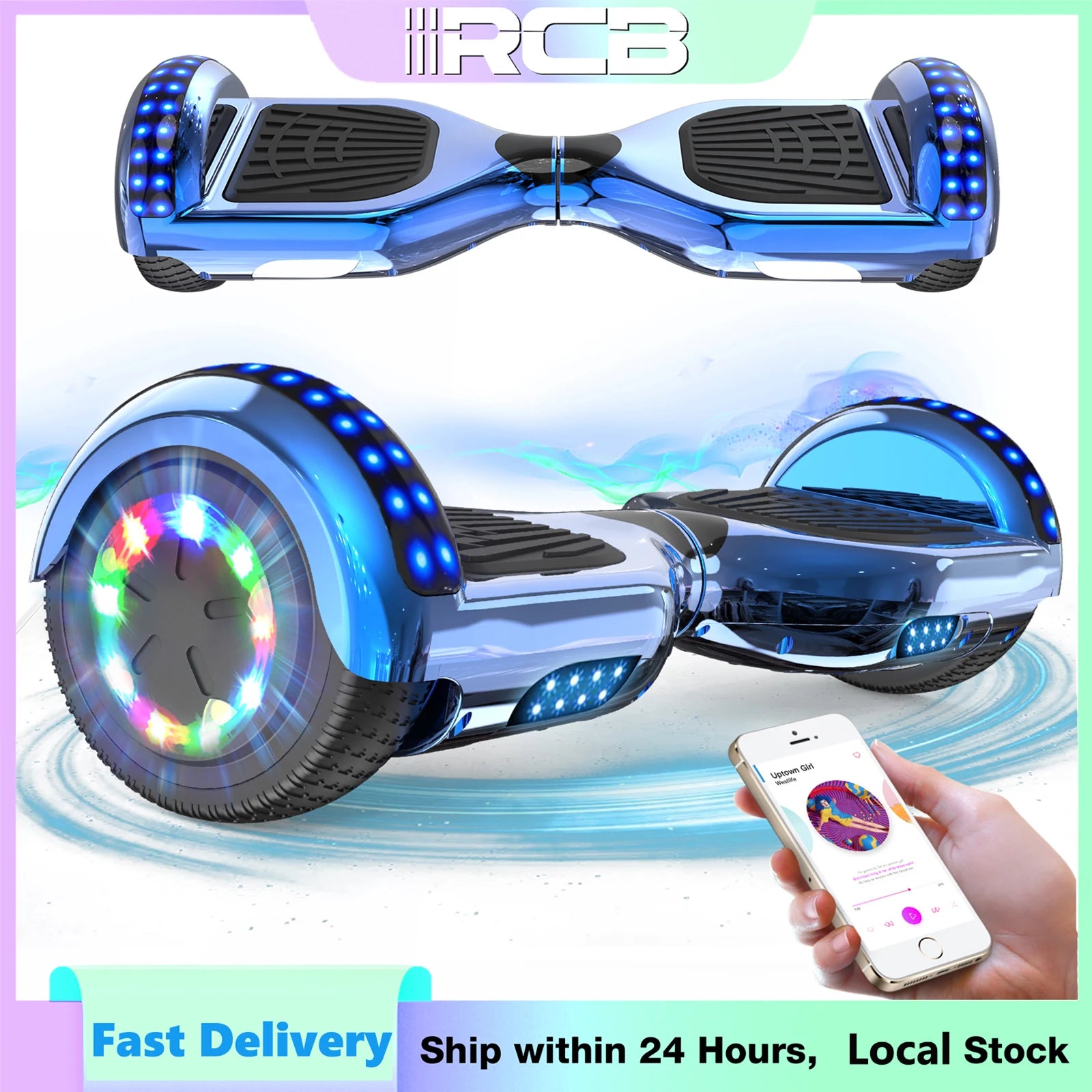 6.5 Inch Hoverboard with Bluetooth Speaker & LED Lights | Self-Balancing Two-Wheel Scooter for Kids & Adults