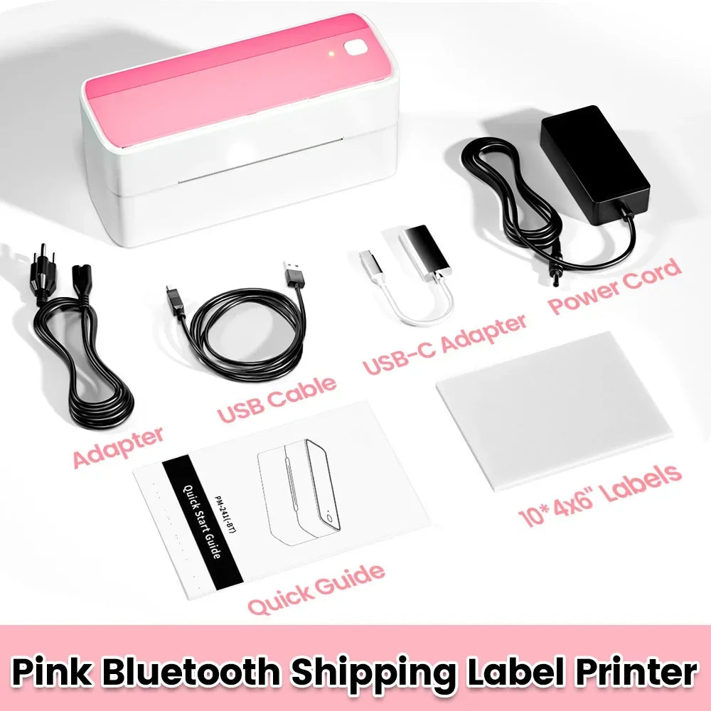 Bluetooth Thermal Label Printer Wireless Small Shipping Label Printer 4X6 Compatible with iPhone Android Mac Window