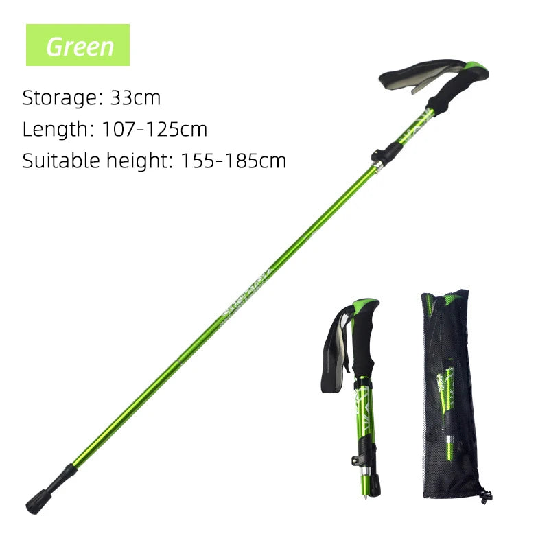 Lightweight Folding Hiking Stick – 5 Section Telescopic Trekking Pole Portable Outdoor Walking Stick for Travel & Camping