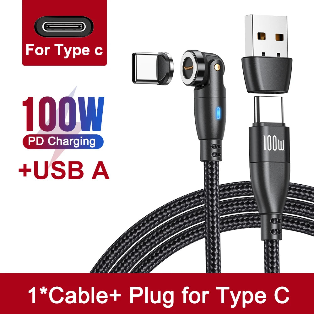 100W Magnetic USB Type C Cable 5A Fast Charging Cord for MacBook Samsung iPhone Devices