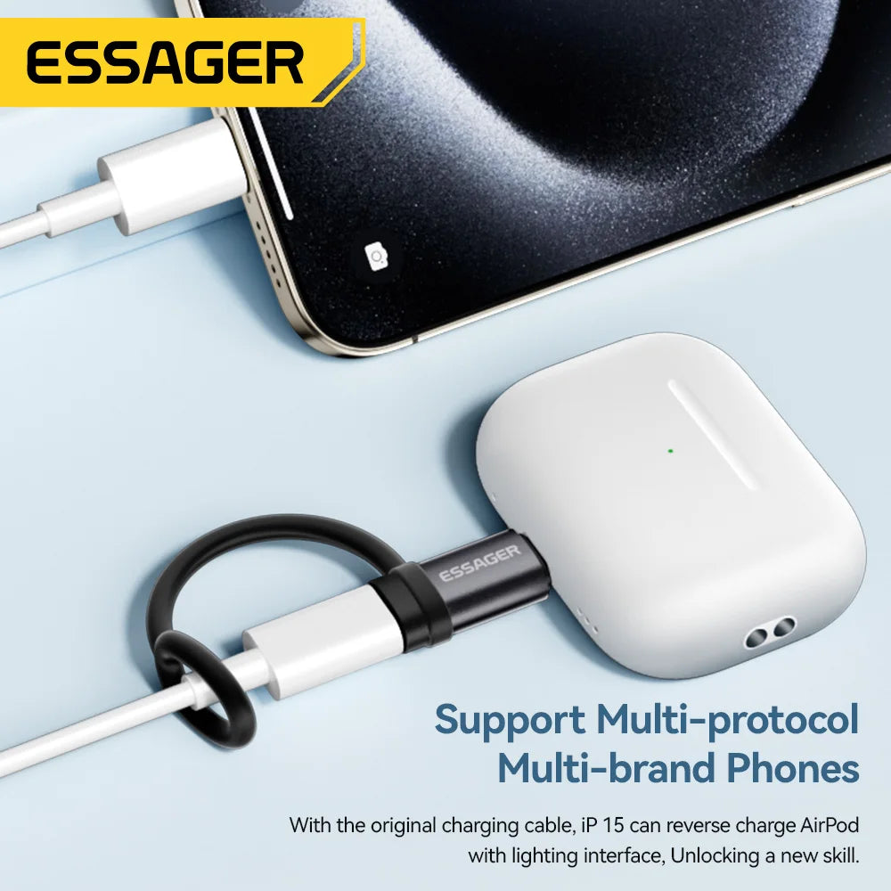 Essager Lightning to USB-C Adapter 3A Fast Charging OTG Converter for iPhone 15 Pro Max XR