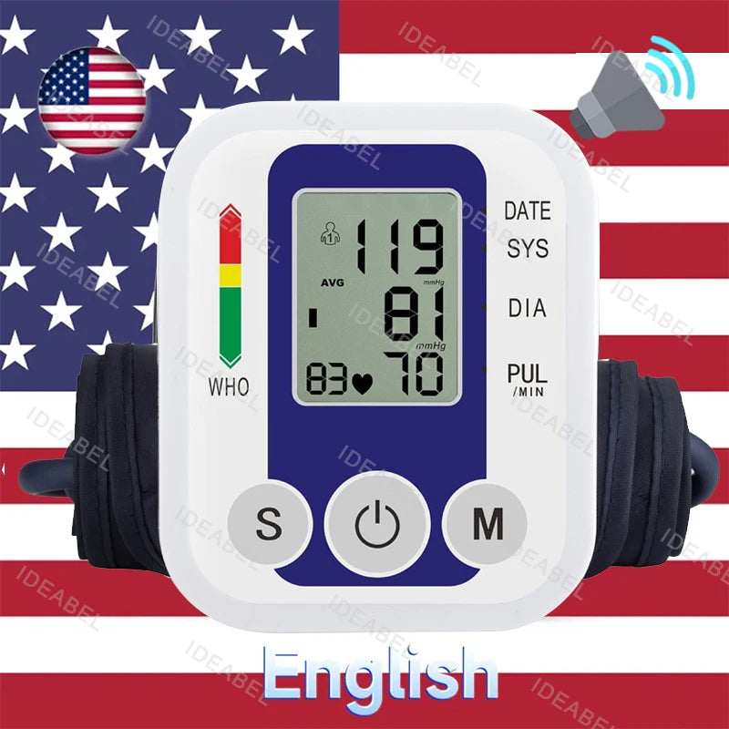 Portable Digital Blood Pressure Monitor Arm with Heart Rate Monitor – Automatic BP Machine for Home Use