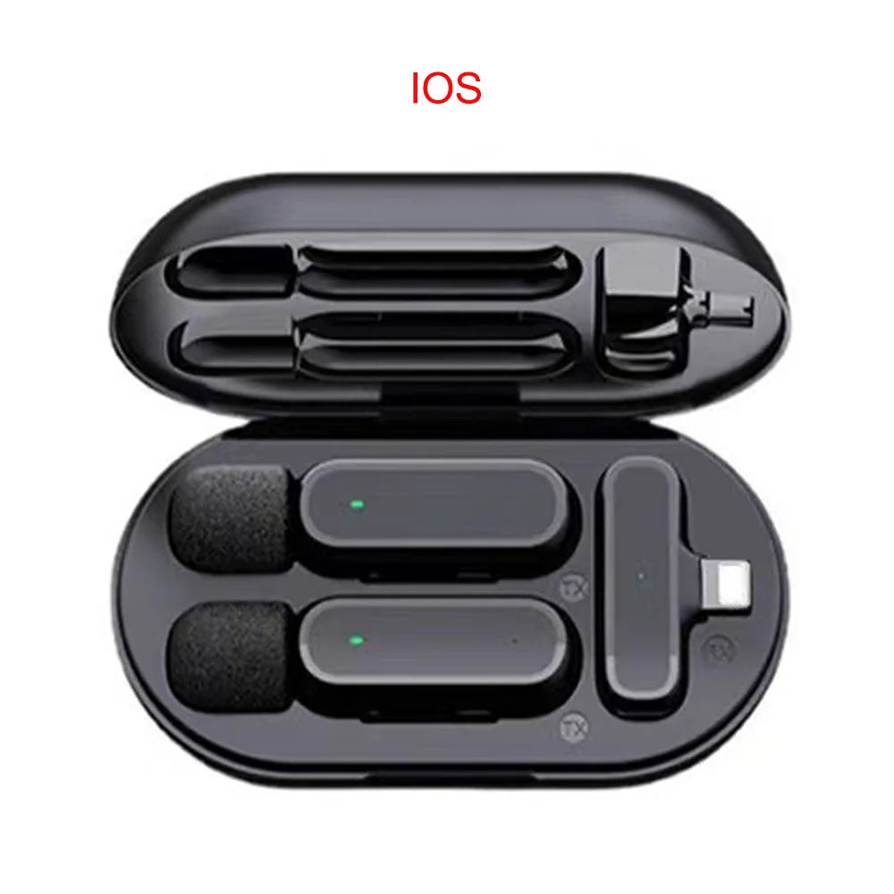 Wireless Lavalier Microphone with Charging Box Audio Video Noise Cancel Record Plug-and-Play Mic for IOS Android