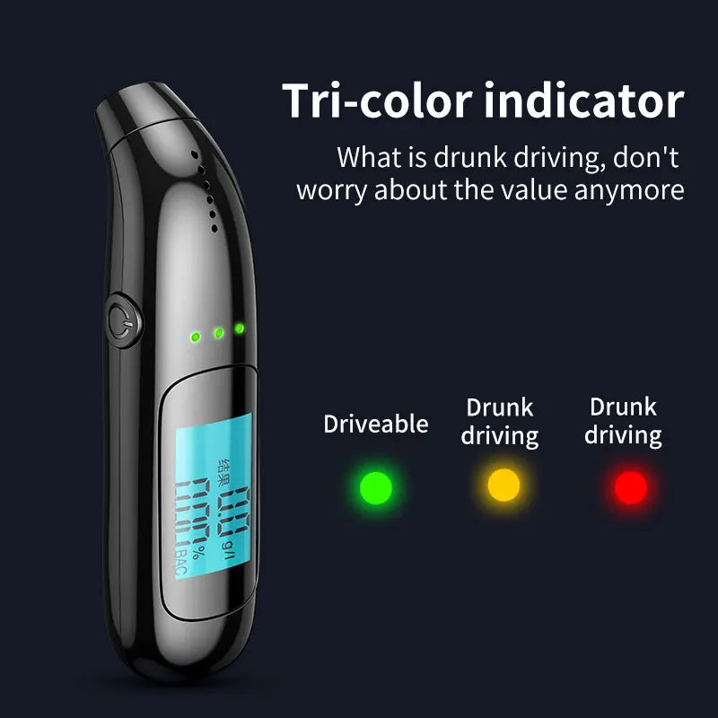 Portable Professional Breathalyzer Alcohol Tester with LCD Display for Accurate BAC Detection