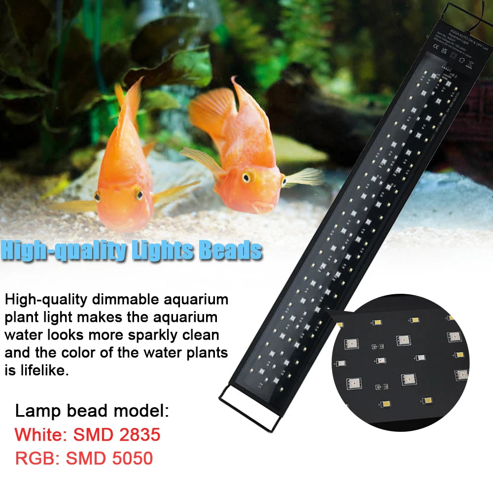 Full Spectrum Lighting LED Light Aquarium Decoration Aquatic Plant Growth Lamp IP68 Waterproof 100V-240V