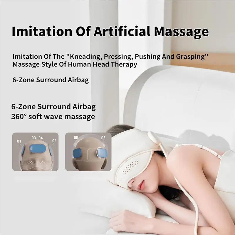 Electric Head Massager with 6-Zone Air Pressure & Hot Compress for Head and Eye Relaxation