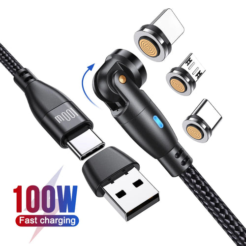 Multi-device charging cable with different connectors and AUFO branding on a white background
