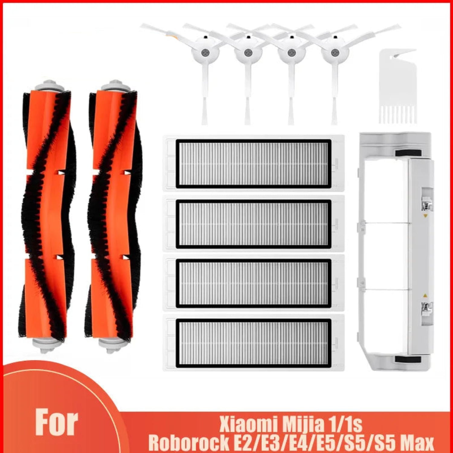 Set of robot vacuum parts and filters with a Xiaomi Mijia robot vacuum cleaner