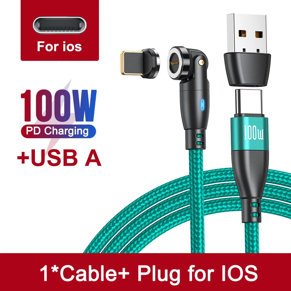 100W Magnetic USB Type C Cable 5A Fast Charging Cord for MacBook Samsung iPhone Devices