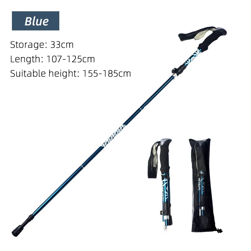 Lightweight Folding Hiking Stick – 5 Section Telescopic Trekking Pole Portable Outdoor Walking Stick for Travel & Camping