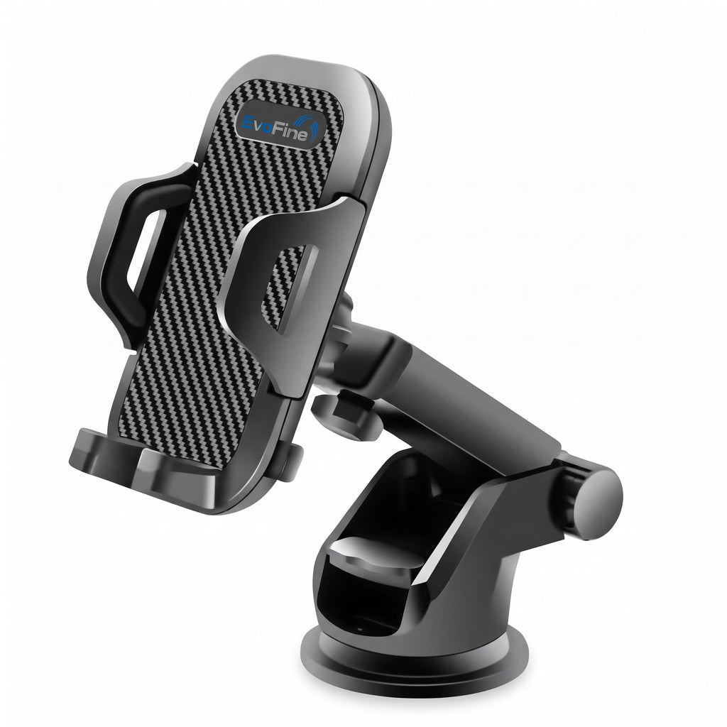 EvoFine 2-in-1 Car Phone Holder — Long-Arm Suction Cup Mount for Dashboard, Windshield & Air Vent