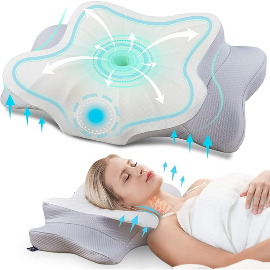 Strlinen Cervical Pillow for Neck and Shoulder Pain Relief, Contour Memory Foam Pillow, Ergonomic Neck Support Pillow for Side Back Stomach Sleepers with Pillowcase