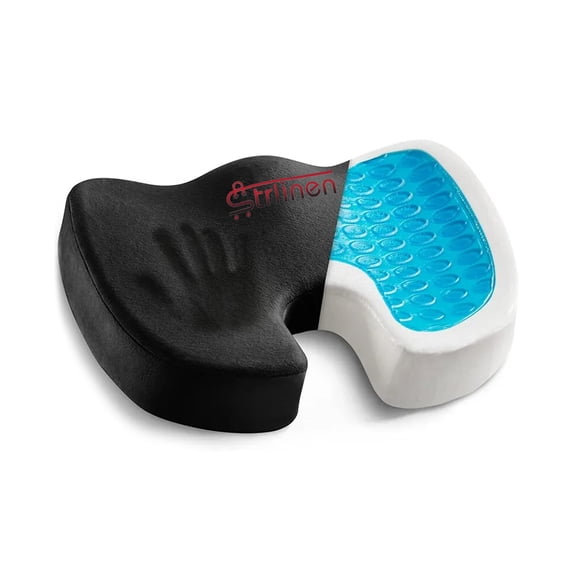 Strlinen Gel Seat Cushion – Memory Foam Coccyx & Tailbone Support, Cooling Office Chair & Car Seat Cushion