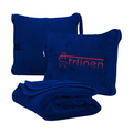 Strlinen 2-in-1 Travel Blanket & Pillow – Soft Airplane Blanket with Luggage Sleeve & Backpack Clip, Blue