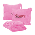 Strlinen 2-in-1 Travel Blanket & Pillow – Soft Airplane Blanket with Luggage Sleeve & Backpack Clip, Pink