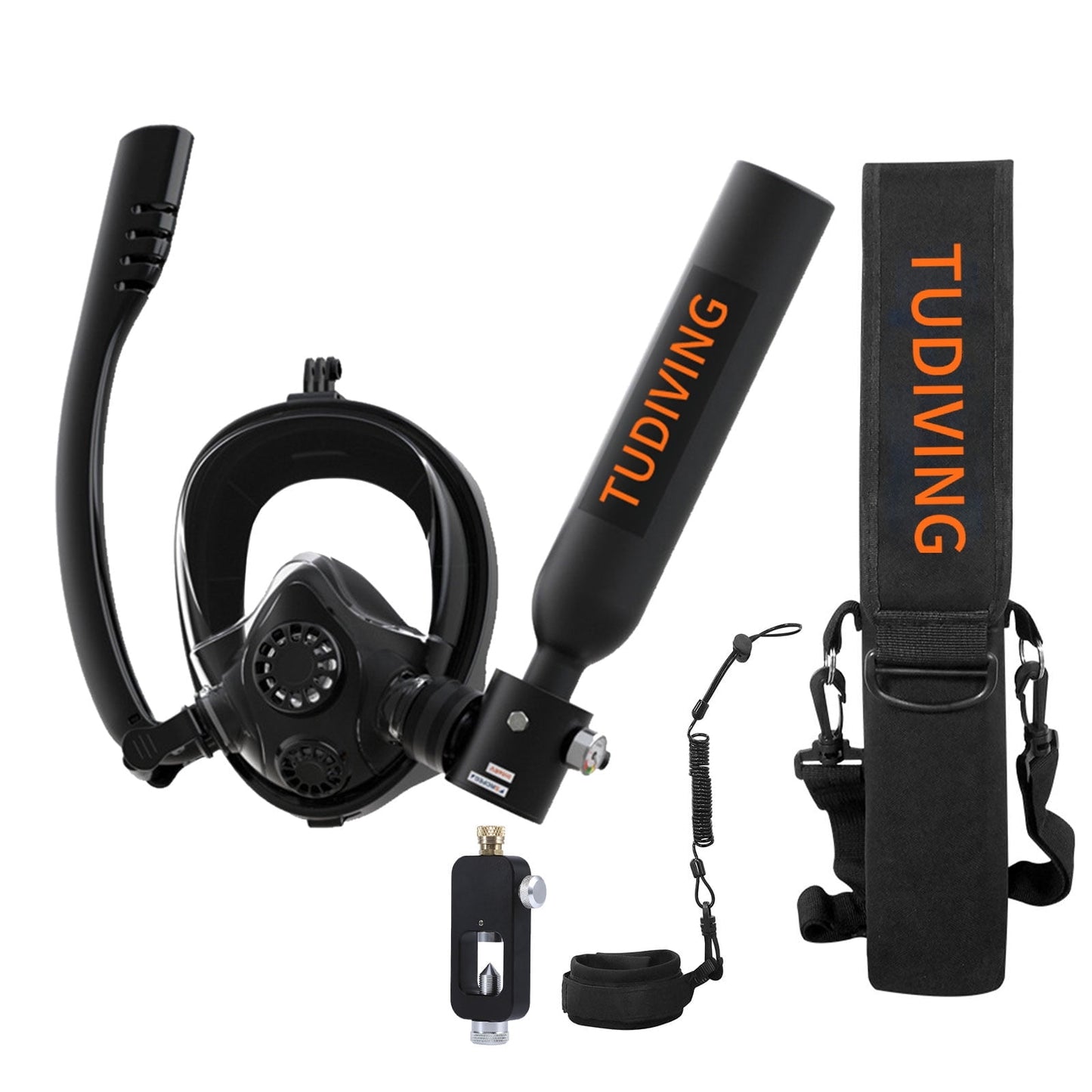 TUDIVING Mini Scuba Tank with Snorkel Mask, 0.5L Inflatable Diving Tank Suits for Recreational Snorkeling Shallow Diving