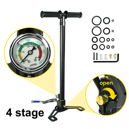 TUDIVING PCP Air Pump 4500Psi 4 Stage High Pressure Hand Pump for Air Rifle