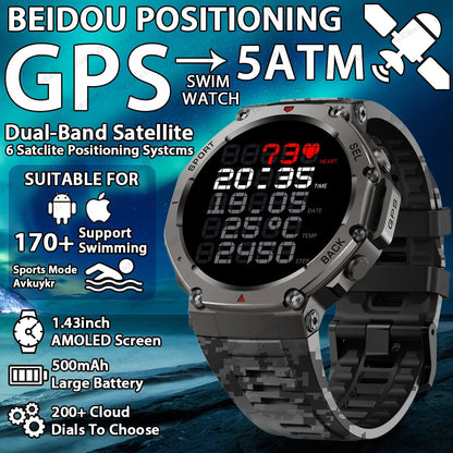 Tactical Smartwatch for Men – Rugged Military-Grade Outdoor Smart Watch with GPS