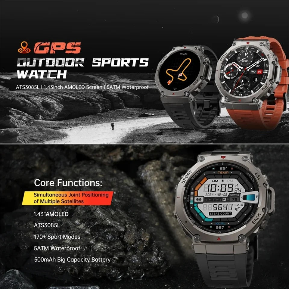 Tactical Smartwatch for Men – Rugged Military-Grade Outdoor Smart Watch with GPS