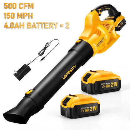 UNTIMATY 500CFM Cordless Leaf Blower for Lawn Care 150 MPH Battery Powered Leaf Blower with 2 x 4.0Ah Battery, Charger, 6 Variable Speeds