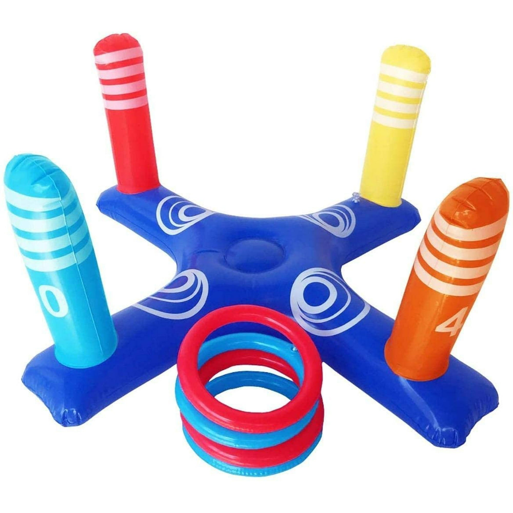 Victoria Inflatable Ring Toss Pool Game, Floating Pool Toy with 4 Pcs Rings for Party Games, Pool Beach Toys