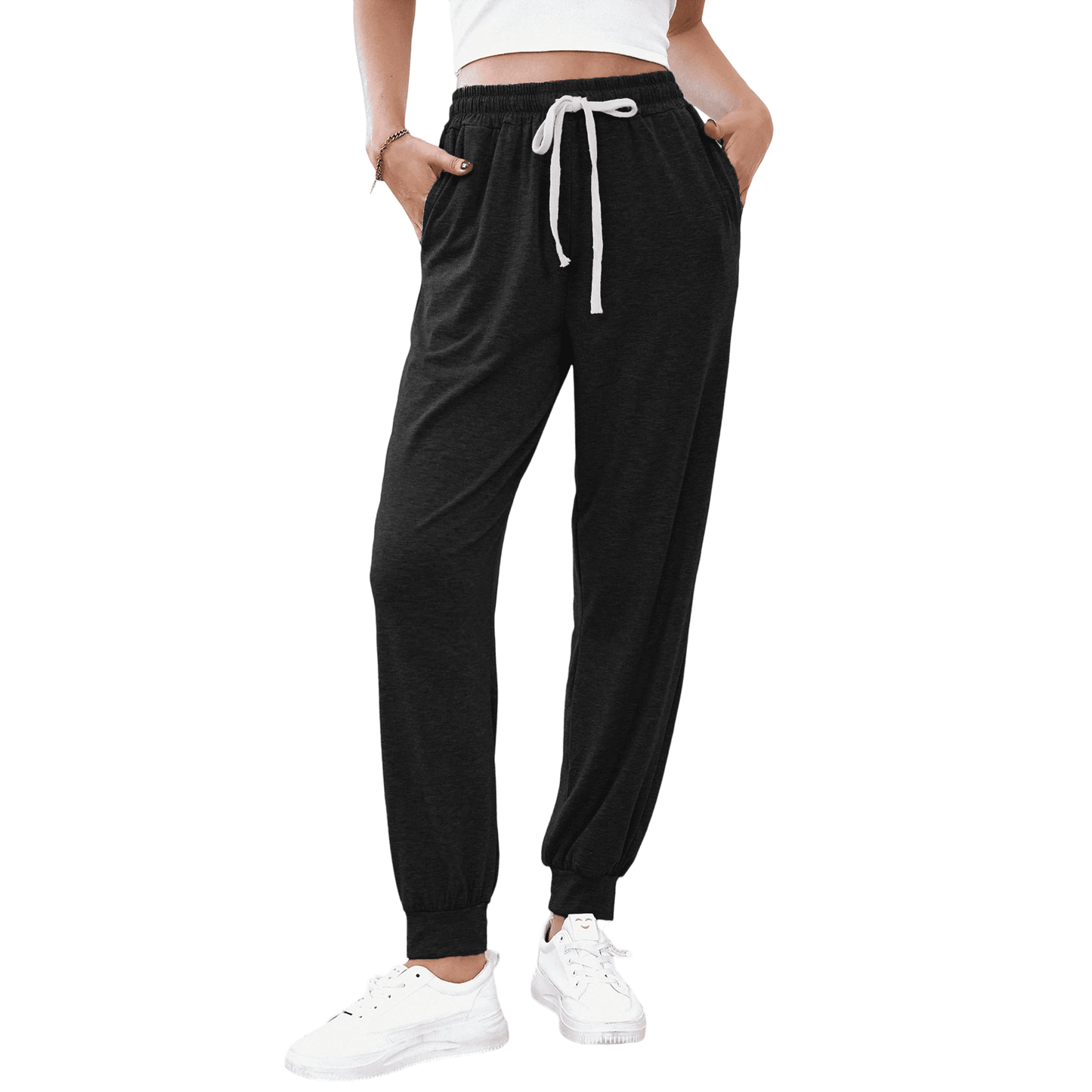 WQD Women's Jogger Sweatpants with Pockets Comfy Lounge Pants Casual Drawstring Athletic Workout Pajama Pants(Available in Plus Size)