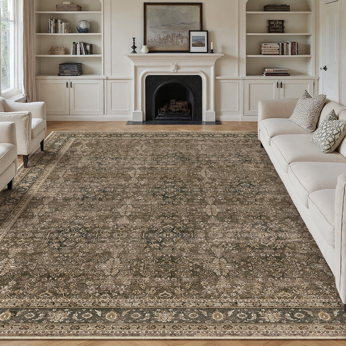 WIPONKEN 8x10 Area Rugs for Living Room Bedroom Dining Room Office Farmhouse, Machine Washable Non Slip Vintage Persia Rug