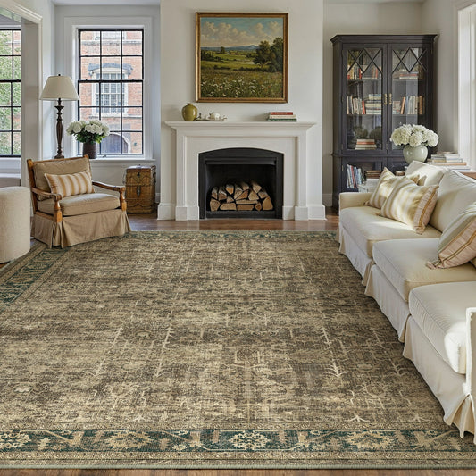 WIPONKEN 8x10 Area Rugs for Living Room Bedroom Dining Room Office Farmhouse, Machine Washable Non Slip Vintange Persia Rug