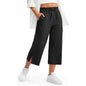WQD Women's Yoga Capri Sweatpants, Lightweight Wide Leg High Waisted Cropped Lounge Pants with Pockets for Summer, Travel, Work, Casual