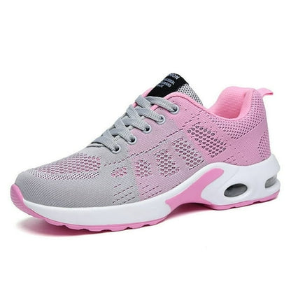 Elecsop Sneakers for Women, Fashion Air Cushion Mesh Lightweight Breathable Walking Running Shoes for Women, Grey Pink