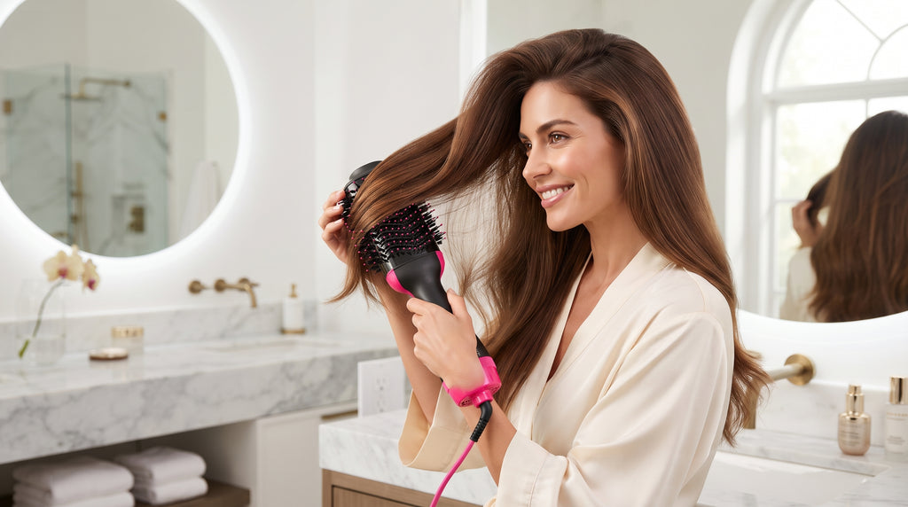 EvoFine 3-in-1 Hot Air Brush – One-Step Hair Dryer, Styler & Volumizer with Ionic Frizz Control
