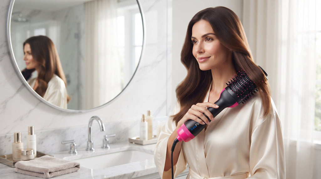 EvoFine 3-in-1 Hot Air Brush – One-Step Hair Dryer, Styler & Volumizer with Ionic Frizz Control