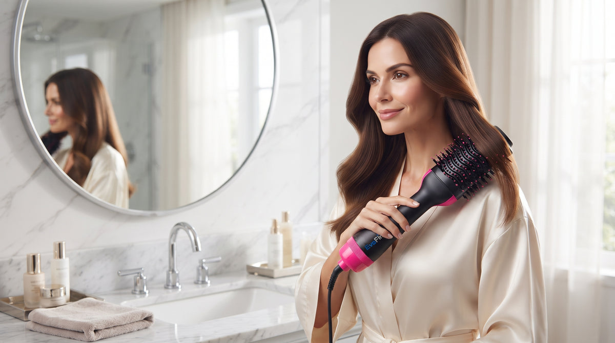 EvoFine 3-in-1 Hot Air Brush – One-Step Hair Dryer, Styler & Volumizer with Ionic Frizz Control