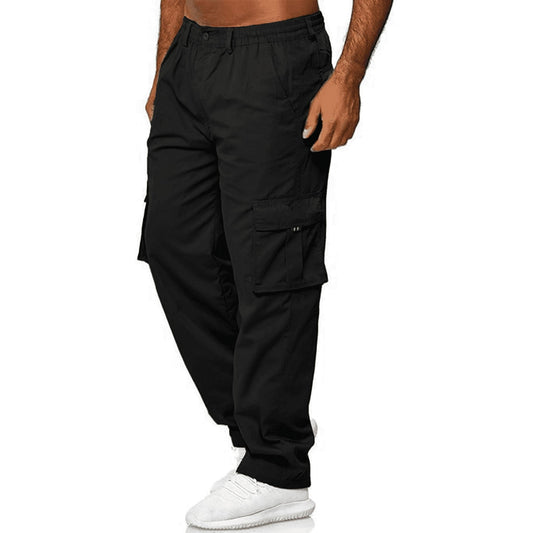 MLDRA Men's Cargo Pants Sweatpants Jogger Work Trousers Relaxed Fit Casual Lightweight Slacks with Multi Pockets Black