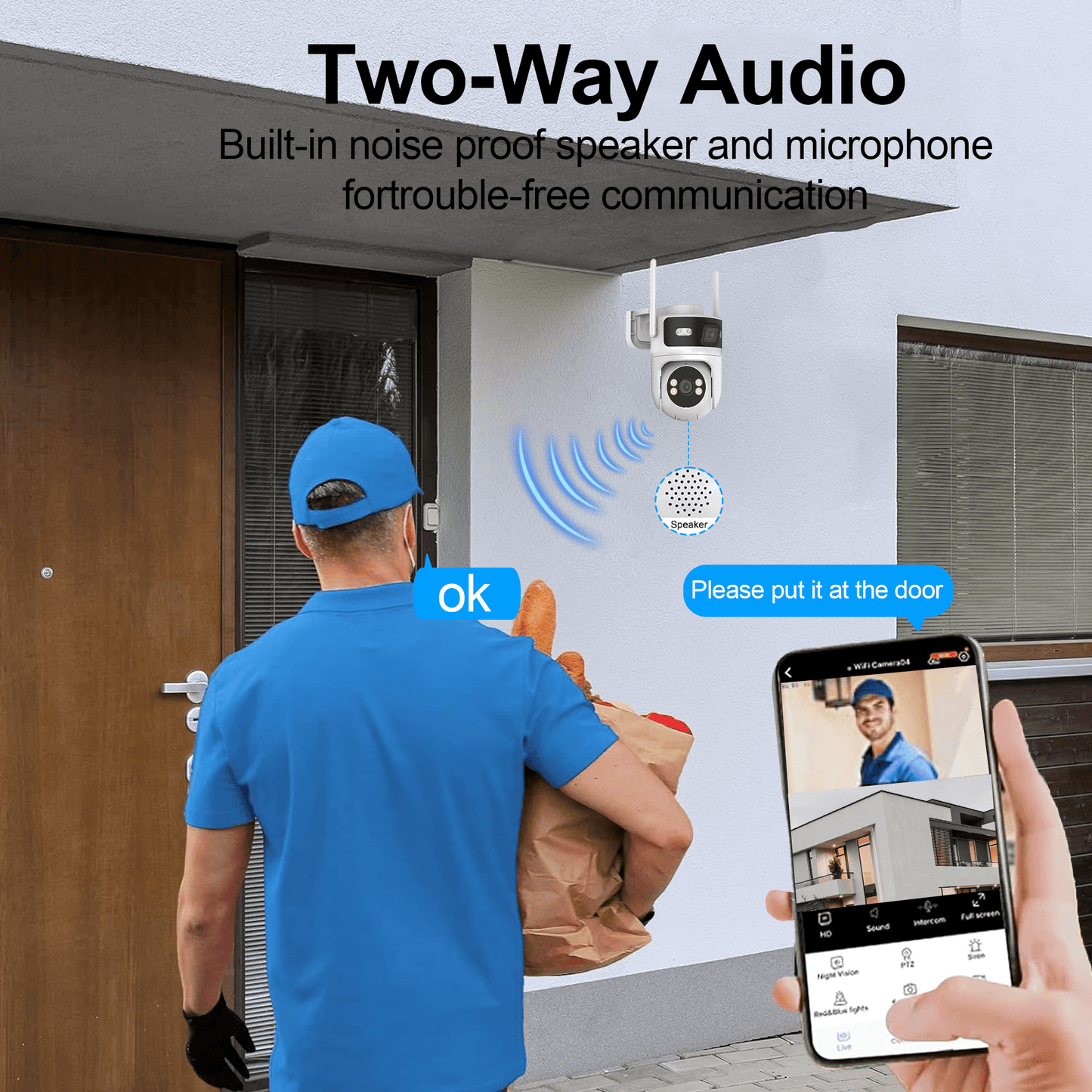 4K Indoor/Outdoor Smart Security Camera, 2.4G&5G WiFi with Night Vision, Dual-Screen Display, 2-Way Talk, Human Detection, Motion Tracking, Cloud & SD Card