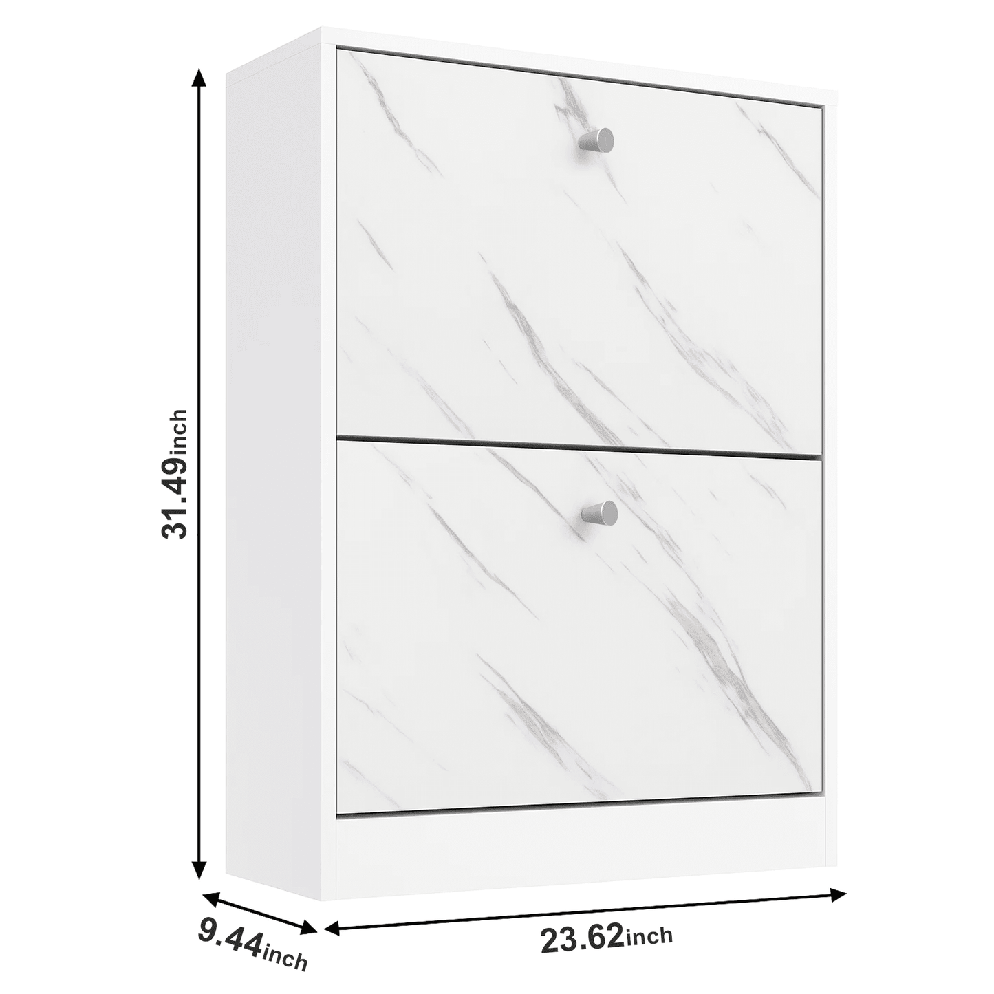 Dowellia 2 Drawer Shoe Cabinet,Wooden Shoes Organizer Cupboard Unit Hallway Furniture,freestanding Entryway 2 tier Modern Shoe Rack Cabinet Footwear Stand for Shoes (Marble White)