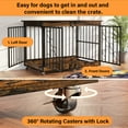 48 Inch Dog Cage Furniture for Extra Large Dog, Double-Doors Heavy Duty Dog Crate with 360° Caster Wheels, Dog Kennel Indoor Decorative Pet House Dog Cage Table, Brown