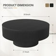 Gelloan 31.5" Round Fluted Coffee Table, Modern Wood Circle Coffee Table, Veneer Handcrafted Relief Tea Table for Living Room,Black