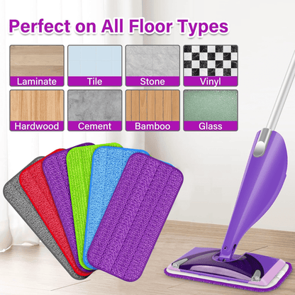 6-Pack Reusable Mop Pads for WetJet – Machine Washable Microfiber Wet Mop Refills for 12" Spray Mops – Durable Cleaning Pads for Hardwood, Tile, Laminate & More – Washable 100+ Times