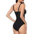 SOMER Women's One Piece Swimsuit Tummy Control Bathing Suits V Neck Sexy Sheer Swimwear