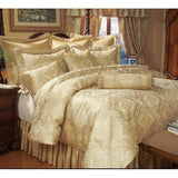 9 Piece Luxurious Silky Gold Imperial Jacquard Comforter Set (Classic Regal Pattern)