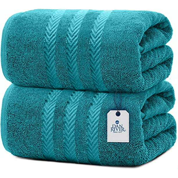 Dan River 100% Cotton Bath Sheet Set of 2| Soft Bath Sheets| Oversized Bath Towels| Quick Dry Bath Sheets| Absorbent Bath Sheets| Bath Sheets Spa Hotel|Teal Bath Sheet Towel Set|35x70 in|550 GSM