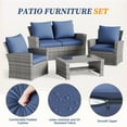 ELPOSUN Wicker Patio Furniture Set, 4 Piece Outdoor Sectional Conversation Sets, Gray PE Rattan Patio Sofa Set for Balcony, Porch, Backyard, Navy Blue