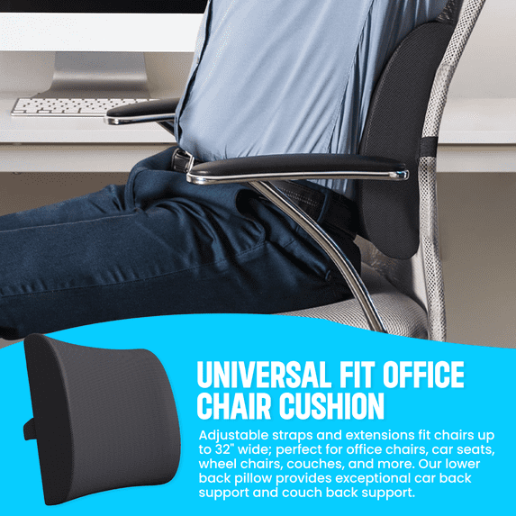 Strlinen Lumbar Support Pillow – Memory Foam Back Cushion for Office Chair, Car Seat & Posture Support