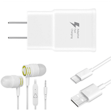 OEM EP-TA20JBEUGUS 15W Adaptive Fast Wall Charger for Motorola one 5G UW ace Includes Fast Charging 3.3FT USB Type C Charging Cable, and 3.5mm Earphone with Mic – 3 Items Bundle - White