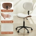 Bestier Bentwood Ergonomic Armless Office Desk Chair with Wheels, Comfy Computer Chair with Lumbar Support, Teddy Mid Back Adjustable Height 360° Rolling Swivel Task Chair No Arm for Home, Off White