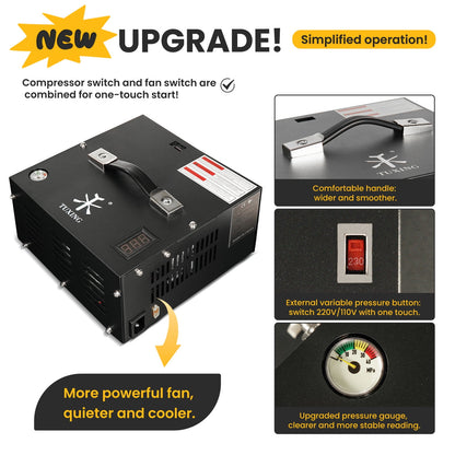 TUDIVING Pcp Air Compressor Built in Converter Pcp Compressor 4500psi/300bar