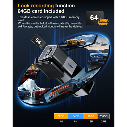 Odrey Car Dash Cam Front and Rear, Dashcam 5G WiFi with 64GB Card, Dash Camera for Cars with G-Sensor 24H Parking mode, Front and Rear Dash Camera with Super Night Vision, Loop Recording